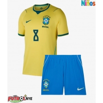 Camiseta Brasil Bruno Guimaraes #8 Primera Equipación para niños Mundial 2026 manga corta (+ pantalones cortos)